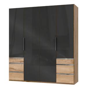 Draaideurkast Level 36 C Eiken planken look/Glas grijs - 200 x 216 cm - meer dan 5 lades - Zonder spiegeldeuren