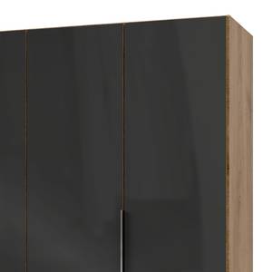Draaideurkast Level 36 C Eiken planken look/Glas grijs - 200 x 216 cm - meer dan 5 lades - Zonder spiegeldeuren