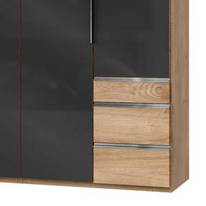 Armoire Level 36C Imitation chêne parqueté / Verre gris - 200 x 216 cm - Plus de 5 tiroirs - Sans portes miroir