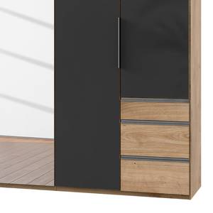 Drehtürenschrank Level 36 C Plankeneiche Dekor / Glas Grau - 300 x 236 cm - Mehr als 5 Schubladen - 2 Spiegeltüren