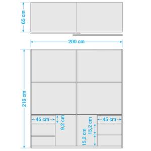 Zweefdeurkast Level 36 C Eikenhouten look/hoogglans grafietkleurig - 200 x 216 cm - 3