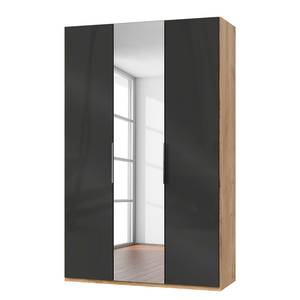 Drehtürenschrank Level 36 C Plankeneiche Dekor / Glas Grau - 150 x 236 cm - Ohne - 1 Spiegeltür