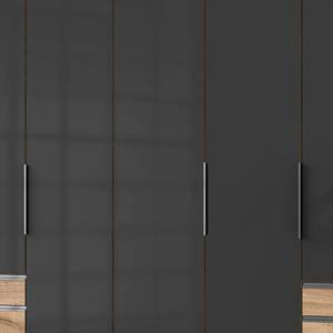 Armoire Level 36C Imitation chêne parqueté / Verre gris - 250 x 236 cm - Plus de 5 tiroirs - Sans portes miroir