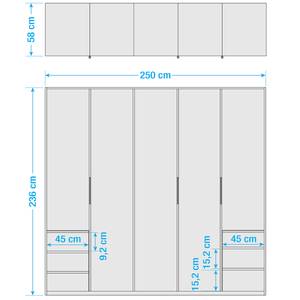 Armoire Level 36C Imitation chêne parqueté / Verre gris - 250 x 236 cm - Plus de 5 tiroirs - Sans portes miroir