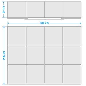 Schwebetürenschrank Level 36 C Eiche Dekor / Hochglanz Graphit - 300 x 236 cm - Ohne