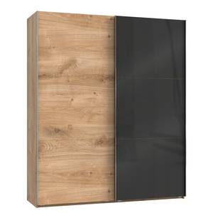 Armoire à portes coulissantes Level 36C Imitation chêne / Graphite brillant - 200 x 236 cm - Sans