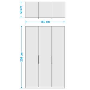 Drehtürenschrank Level 36 C Hochglanz Weiß / Eiche Dekor - 150 x 236 cm - Ohne - Ohne Spiegeltür/-en