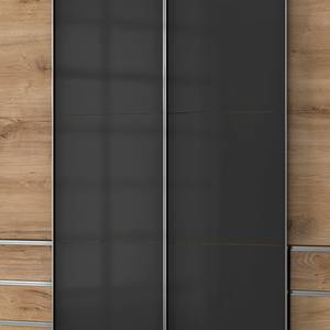 Armoire à portes coulissantes Level 36C Imitation chêne / Graphite brillant - 300 x 236 cm - Plus de 5 tiroirs