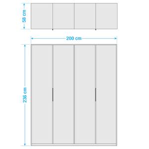 Draaideurkast Level 36 C Hoogglans wit/eikenhouten look - 200 x 236 cm - Zonder - Zonder spiegeldeuren