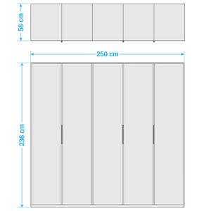 Armoire Level 36C Blanc brillant / Imitiation chêne - 250 x 236 cm - Sans - Sans portes miroir