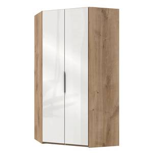 Armoire d’angle Level 36C Imitation chêne / Blanc brillant - Hauteur : 236 cm