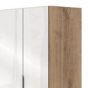 Armoire d’angle Level 36C Imitation chêne / Blanc brillant - Hauteur : 236 cm