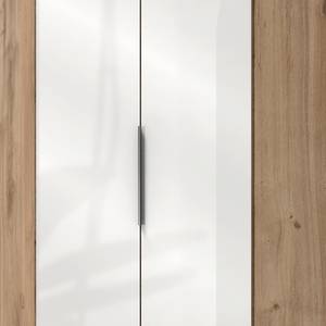 Armoire d’angle Level 36C Imitation chêne / Blanc brillant - Hauteur : 236 cm