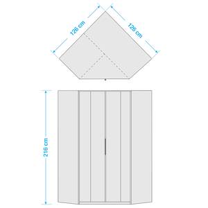 Armoire d’angle Level 36C Imitation chêne / Graphite brillant - Hauteur : 216 cm