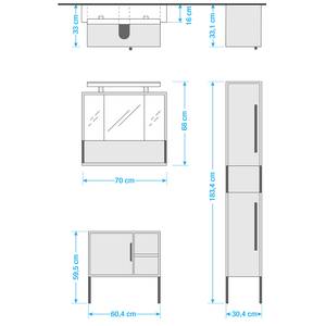 Salle de bain Limone II (3 éléments) Éclairage inclus - Blanc