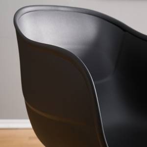 Chaise à accoudoirs Odon Matière plastique / Métal - Imitation chêne - Noir - 1 chaise