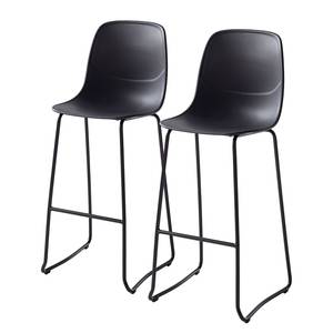 Chaise de bar Moyle (lot de 2) Matière plastique / Métal - Noir