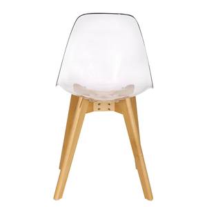 Chaise Pauel Matière plastique / Hêtre massif - Transparent / Hêtre - Lot de 2