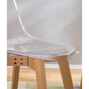 Chaise Pauel Matière plastique / Hêtre massif - Transparent / Hêtre - Lot de 2