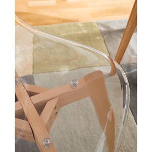 Chaise Pauel Matière plastique / Hêtre massif - Transparent / Hêtre - Lot de 2