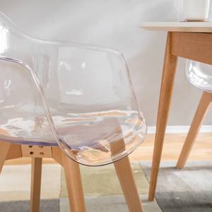 Chaise à accoudoirs Peel Matière plastique / Hêtre massif - Transparent / Hêtre - Translucide
