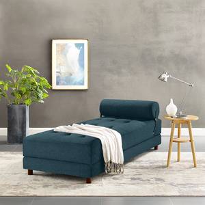 Chaise longue Tavani (met slaapfunctie) vlakweefsel - Platweefsel Sura: Marineblauw