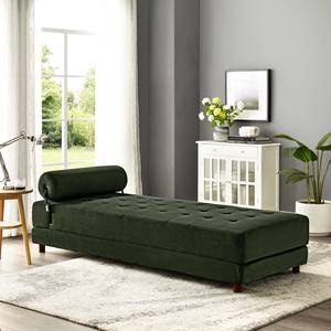 Chaise longue Tavani (met slaapfunctie) fluweel - Velours Deja: Donkergroen