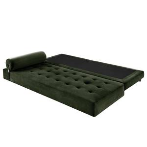 Chaise longue Tavani (met slaapfunctie) fluweel - Velours Deja: Donkergroen