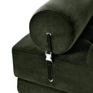 Chaise longue Tavani (met slaapfunctie) fluweel - Velours Deja: Donkergroen