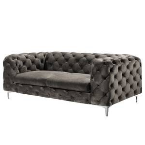 Sofa Leominster II (3-Sitzer) Samt - Samt Fosca: Dunkelgrau