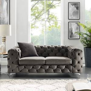 Sofa Leominster II (2-Sitzer) Samt - Samt Fosca: Dunkelgrau