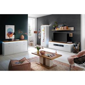 Tv-meubel Mundai Incl. verlichting - wit/Wotan eikenhouten look - Breedte: 196 cm