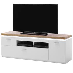 Tv-meubel Mundai Incl. verlichting - wit/Wotan eikenhouten look - Breedte: 156 cm