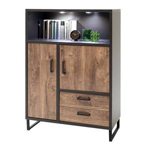 Credenza Hixson Effetto quercia barrique / Nero