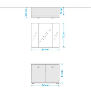 Set mobili da bagno Lindesby III (2) Illuminazione inclusa - Bianco