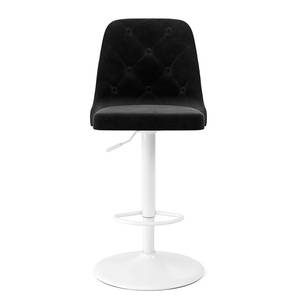 Chaises de bar Lux II (lot de 2) Velours / Métal - Tissu Vika : Noir - Blanc