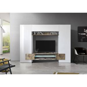 Meubles TV muraux Incastro I Blanc brillant / Mat beige clair