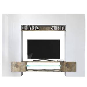 Meubles TV muraux Incastro I Blanc brillant / Mat beige clair