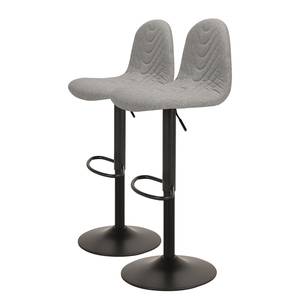 Chaises de bar Jenkins (lot de 2) Tissu / Métal - Chêne - Gris - Noir