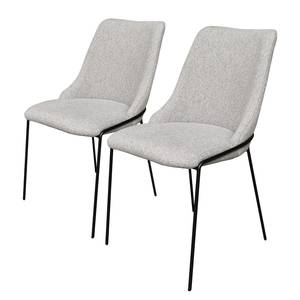 Chaises capitonnées Crovie (lot de 2) Tissu / Acier - Gris clair / Noir