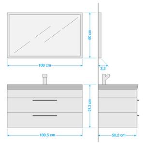 Badkamerset Luna I (2-delig) inclusief verlichting - Antraciet - Breedte: 101 cm