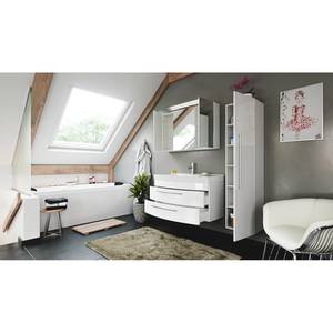 Salle de bain Luna II (3 éléments) Éclairage inclus - Blanc brillant - Largeur : 135 cm