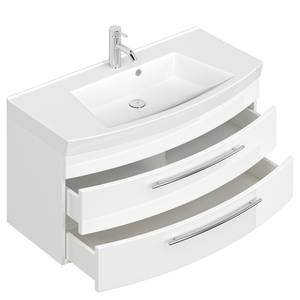 Salle de bain Luna II (3 éléments) Éclairage inclus - Blanc brillant - Largeur : 135 cm