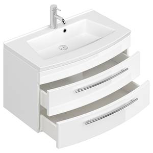 Salle de bain Luna II (3 éléments) Éclairage inclus - Blanc brillant - Largeur : 117 cm