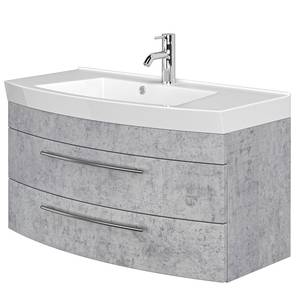 Badkamerset Luna III (3-delig) inclusief verlichting - Concrete look - Breedte: 135 cm