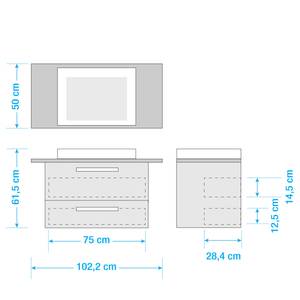 Wastafel Duo Antraciet - Breedte: 102 cm