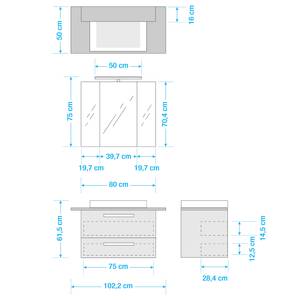 Set di mobili da bagno Duo I (2 pezzi) Illuminazione inclusa - Bianco