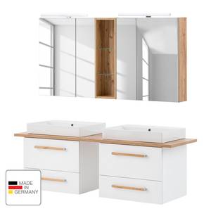 Set di mobili da bagno Duo II (4 pezzi) Illuminazione inclusa - Bianco