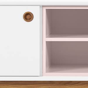 Tv-meubel Color Box deels massief eikenhout - Wit/roze