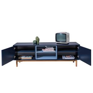 Tv-meubel Color Box deels massief eikenhout - Marineblauw